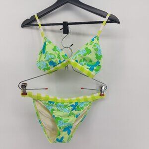 Lilly Pulitzer Floral and check Size 6 Green Blue Bikini